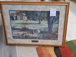 lot 972 image: Wall Art - The McIntosh Tree by Gary M. Gandy Signed , Wood FrameSingle MatteGlass