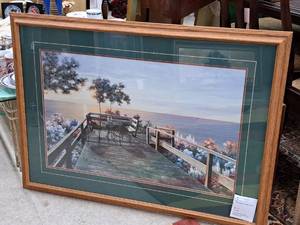 lot 976 image: Wall Art - Sunset by Diane Romanello Signed , Wood FrameSingle MatteGlass