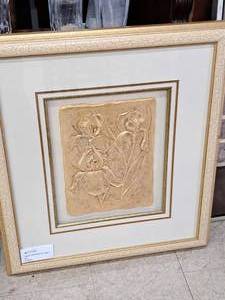 lot 978 image: Sculpture Art - Floral by F. McLain Signed , FramedSingle Matte