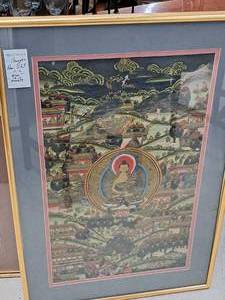 lot 987 image: Wall Art - Thongka From Tibet P-16 , FramedDouble MatteGlass