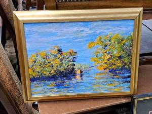 lot 991 image: Painting - River , Framed