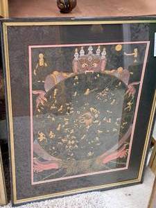 lot 990 image: Wall Art - Thongka From Tibet P-15 , FramedDouble MatteGlass