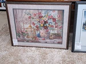 lot 996 image: Wall Art - Floral by Barbara Mock Signed , FramedSingle Matte