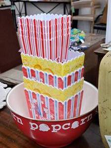 lot 1020 image: Popcorn Serving Bowl with (8) Popcorn Buckets