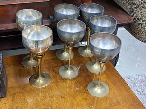 lot 1027 image: Lot of (7) Metal Goblets 7-12