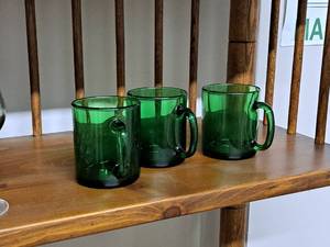 lot 1169 image: Lot of (3) Green Glass Mugs