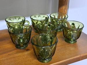 lot 1173 image: Lot of (7) Green Glass Cups