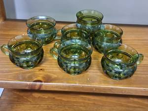 lot 1174 image: Lot of (7) Green Glass Cups