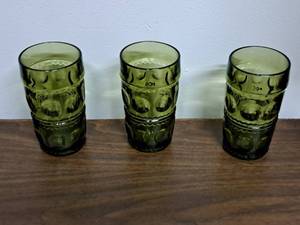 lot 1175 image: Lot of (3) Green Glass Water Glasses