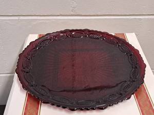 lot 1183 image: Lot of (12) Avon 10-34 1876 Cape Cod Collection Red Glass Dinner Plates