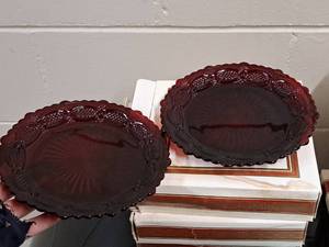 lot 1184 image: Lot of (11 Boxes) Avon 7 1876 Cape Cod Collection Red Glass Dessert Plates 2-count