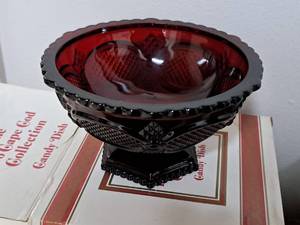 lot 1189 image: Avon 1876 Cape Cod Collection Red Glass Candy Dish