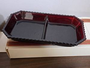 lot 1191 image: Avon 1876 Cape Cod Collection Red Glass Condiment Dish