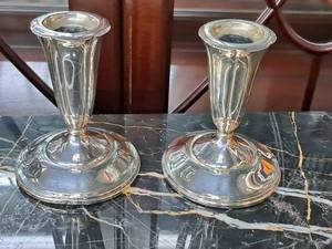 lot 568 image: Lot of (2) Sterling Silver Candleholders