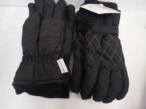 Womens Gloves (2 pair) MEDIUM  Black -Thinsulate- Fleece Lined, Nylon Outer wPalm Grip