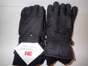 Womens Gloves (2 pair) MEDIUM  Black -Thinsulate- Fleece Lined, Nylon Outer wPalm Grip