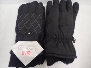 Womens Gloves (2 pair) MEDIUM  Black -Thinsulate- Fleece Lined, Nylon Outer wPalm Grip
