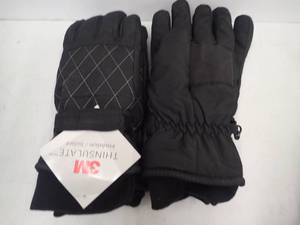 Womens Gloves (2 pair) MEDIUM  Black -Thinsulate- Fleece Lined, Nylon Outer wPalm Grip
