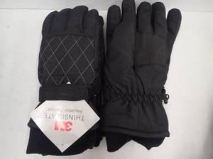 Womens Gloves (2 pair) MEDIUM  Black -Thinsulate- Fleece Lined, Nylon Outer wPalm Grip