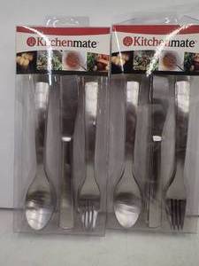 KITCHEN MATE By Smith & Doyle Flatware Setting for 4 (Forks, Spoons & Knives) - 2 sets of 4