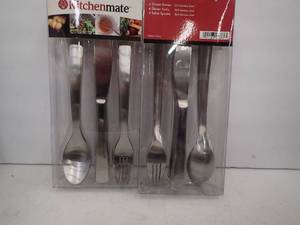 KITCHEN MATE By Smith & Doyle Flatware Setting for 4 (Forks, Spoons & Knives) - 2 sets of 4
