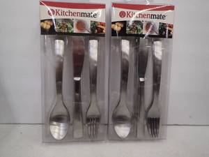 KITCHEN MATE By Smith & Doyle Flatware Setting for 4 (Forks, Spoons & Knives) - 2 sets of 4