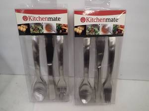 KITCHEN MATE By Smith & Doyle Flatware Setting for 4 (Forks, Spoons & Knives) - 2 sets of 4