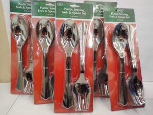 Smith & Doyle Plastic Serving Fork and Spoon Sets (5 sets)