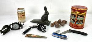 lot 234 image: Pocket Knifes, Compas, Rocks, Vintage