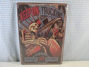 lot 218 image: (EC1) Keep On Trucking...Tin Sign - 12 x 16 34 - Embossed with Rolled Back Edges - New In Wrap