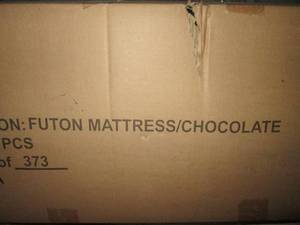 lot 244 image: Brand New Chocolate Color Futon Size Mattress, Plush Cover