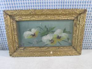lot 245 image: (EC1) Small Antique Gilded Frame Oil Painting 12 x 7 12
