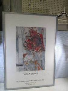 lot 251 image: (FDS) Large Framed and Signed Viola Boros Pink Chicken Print 29 x 41