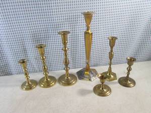 lot 267 image: (CSB) Assorted Brass Etc Candle Holders