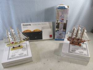 lot 278 image: (F-0) 2 Wood Sail Boats in Boxes, Galileo Thermometer and Sandwich Toaster