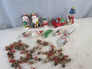 lot 286 image: (BS) Assorted Vintage Ornaments and 2 Strings of Brass Bells
