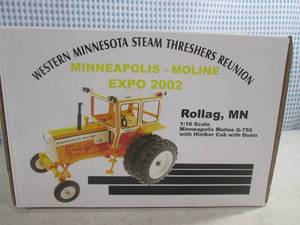 lot 2 image: (EC1) Ertl Collectibles 116 Scale Minneapolis Moline G750 Tractor with Hiniker Cab and Dual Wheels #407 of 1000 - New In Box