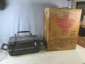 lot 73 image: (EW2) Vintage Electric Totem Food Smoker with Box and Portable Backyard Grill