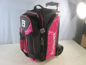lot 90 image: (EW6) Storm Ice Bowling Ball - Dexter Breeze B4212-7 Bowling Shoes Size 9M - Brunswick 2 Ball Bag on Wheels with Handle - All Has Very Little Wear