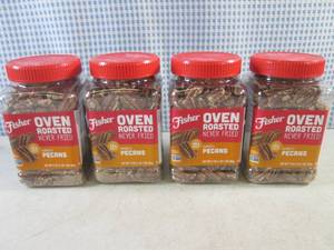 lot 106 image: (B-3) 4 Containers Fisher Oven Roasted Mammoth Pecans 17oz each - Past Date