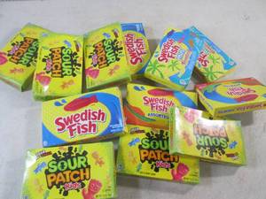 lot 116 image: (B-2) 12 Boxes of Swedish Fish and Sour Patch Kids Candy Past Date