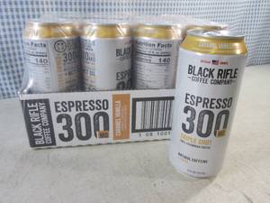 lot 127 image: (C-1) 12 Cans Black Rifle Caramel Vanilla Espresso 300 Triple Shot Columbian Coffee Best by Mar 2024