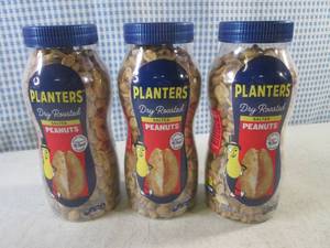 lot 167 image: (C-3) 3 Jars of Planters Dry Roasted Salted Peanuts Best by Dec 2023