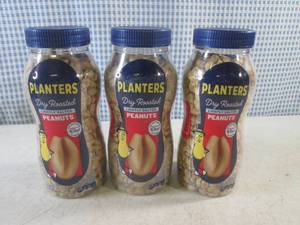 lot 169 image: (C-3) 3 Jars of Planters Dry Roasted Lightly Salted Peanuts Best by Dec 2023
