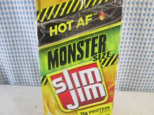 lot 172 image: (B-2) Box of 18 Slim Jim Monster Size Hot AF Smoked Snack Sticks Past Date