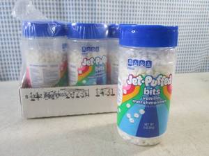 lot 183 image: (C-3) 6 Jars of Jet-Puff Bits Vanilla MarshmallowsBest by Nov 2023