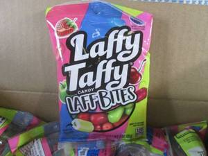lot 185 image: (B-4) Case 12 Bags Laffy Taffy Laff Bites Candy Best by Oct 2023