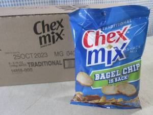 lot 187 image: (C-3) 8 Bags Traditional Chex Snack Mix Best by Oct 2023