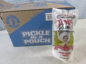 lot 189 image: (C-3) Case of 12 Pickle In A Pouch Jumbo Tapatio Pickles Best by Sept 2024