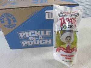 lot 190 image: (C-3) Case of 12 Pickle In A Pouch Jumbo Tapatio Pickles Best by Sept 2024